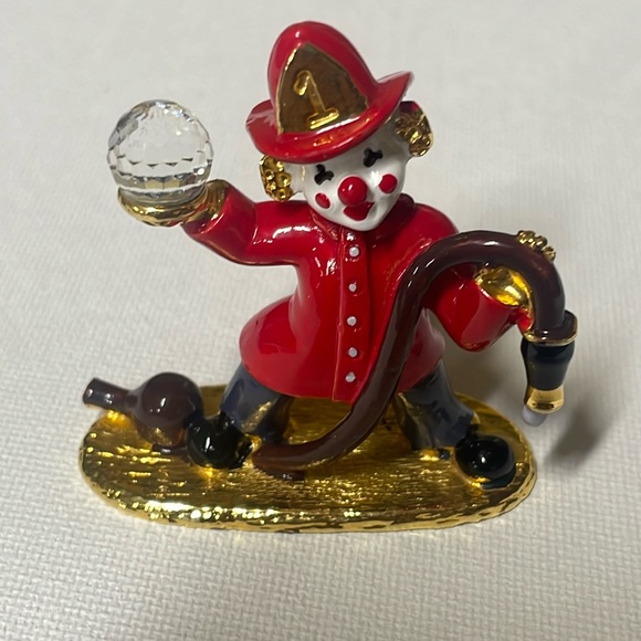 Swarovski Crystal Spoontiques Pewter Clown Fireman with crystal ball Figurine - Picture 1 of 3